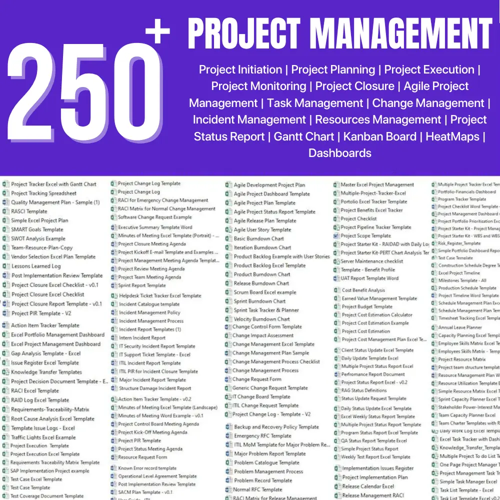 250+ Project Management Templates Collection